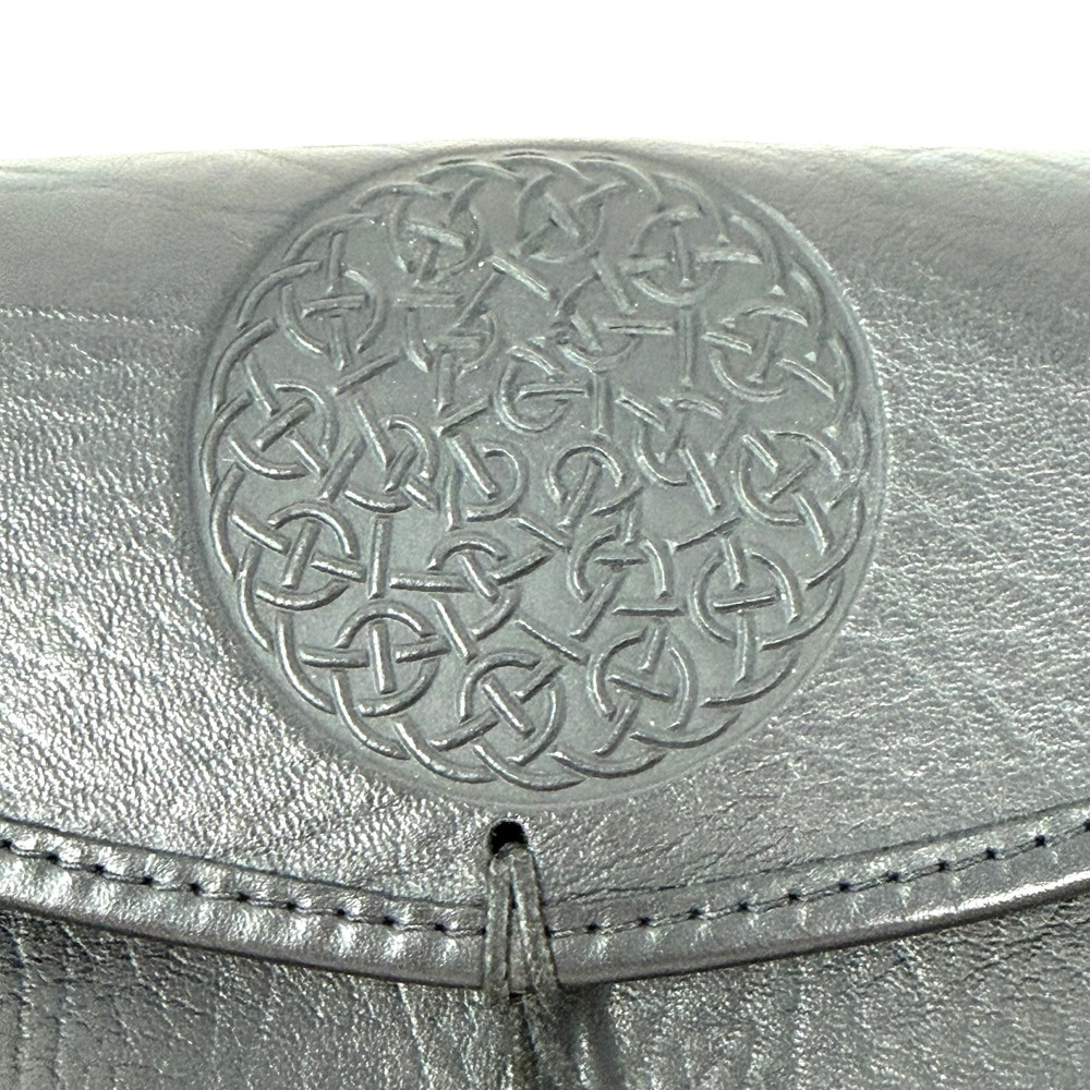 Black Leather Belt Pouch Celtic Knot Sporran Bag Silver Accent - Picture 2 of 12